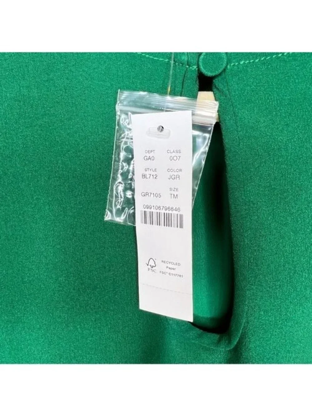 J. Crew Puff-Sleeve Satin Back Crepe Top in Green, Size Medium Tall, TM NEW